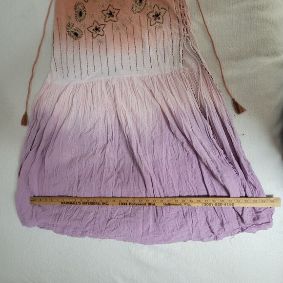 Free People Tunic Top Dress Bali Birdi Embroidered Open Tie Back Cottagecore - Picture 9 of 16